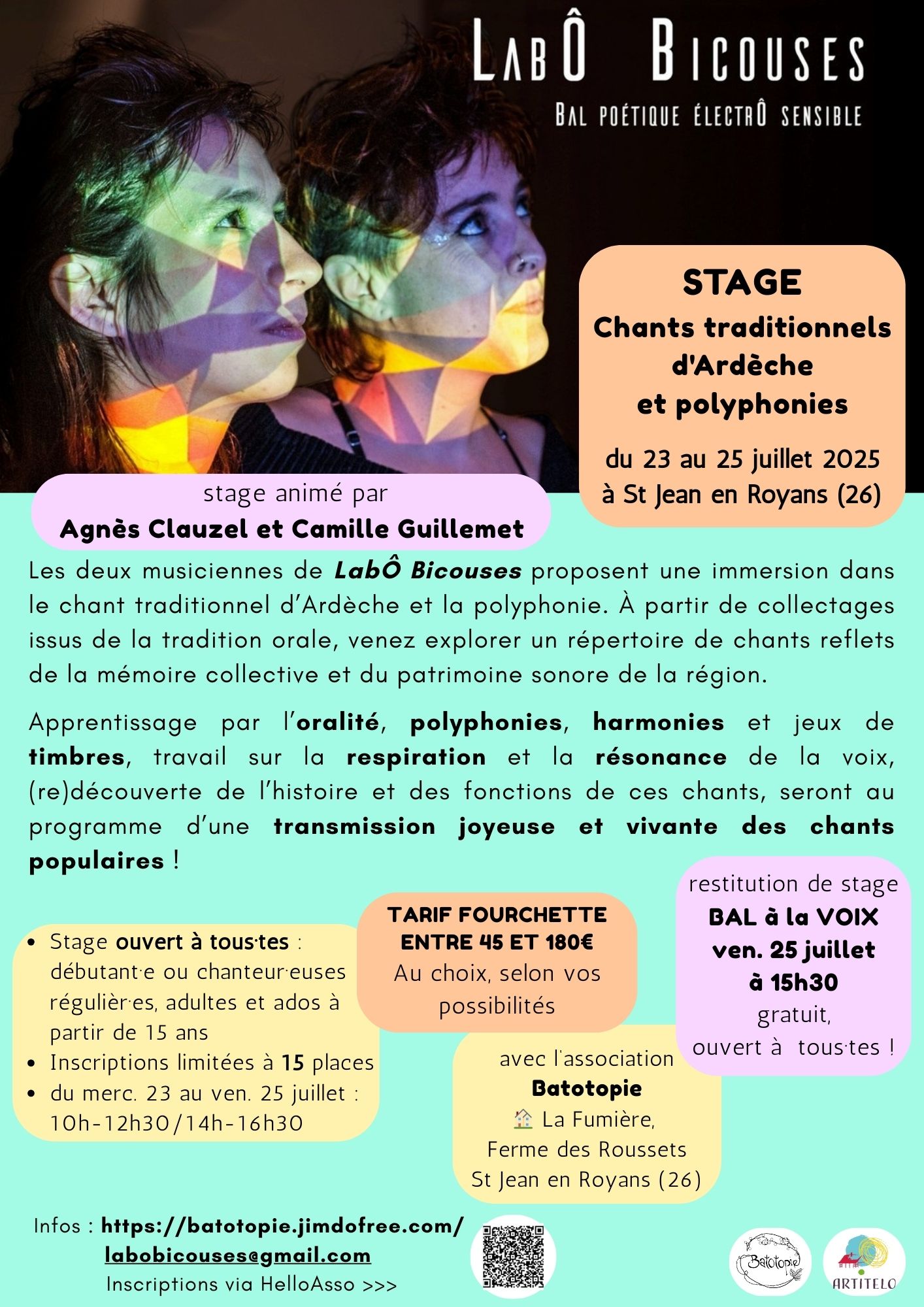 You are currently viewing STAGE – Chants traditionnels d’Ardèche et polyphonie avec le duo LabÔ Bicouses